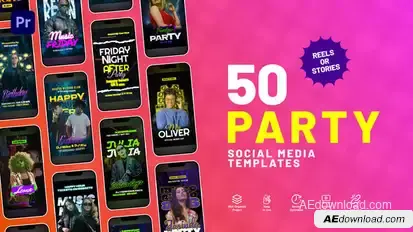 Party Flyers Instagram Stories Premiere Pro template preview