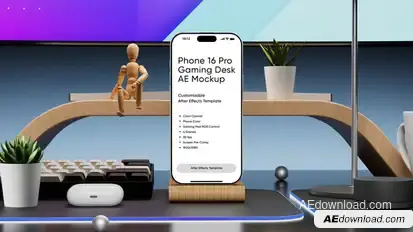 Phone 16 Pro Gaming Scene Screen Mockup Video Displays template preview