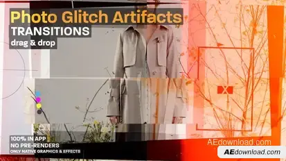 Photo Artifacts Glitch Transitions: Photo-Based Distortions with Glitch Elements Premiere Pro template preview