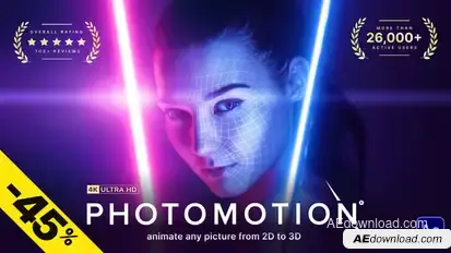 Photomotion ® - 3D Photo Animator (6 in 1) Video Displays template preview