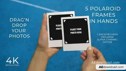 Polaroids Photo Frames in Hands Premiere Pro template preview