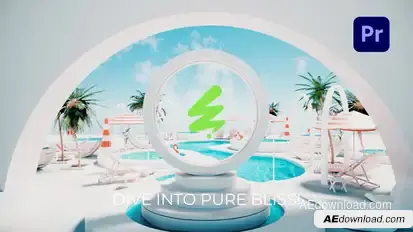 Poolside Paradise Logo Reveal Premiere Pro template preview