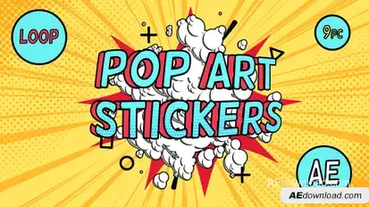 Pop-Art Sale Stickers Video Displays template preview