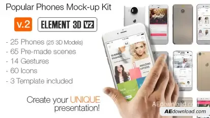 Popular Phones Mock-up Kit Video Displays template preview