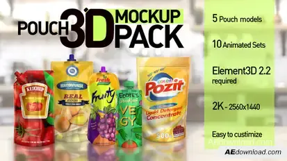 Pouch 3D Mockup Pack Video Displays template preview