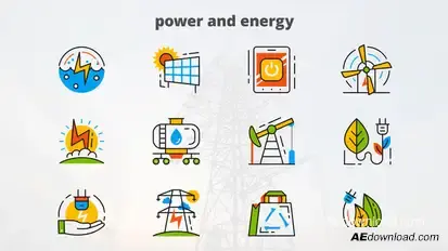 Power and Energy - Flat Animated Icons Video Displays template preview