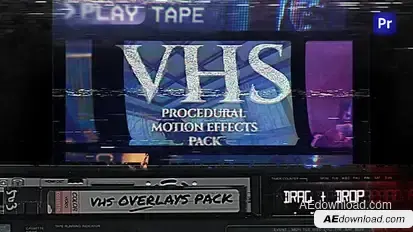 Procedural Distortion Effects For Premiere Pro : VHS Overlays, VCR, Retro CRT, Old TV Filters Premiere Pro template preview