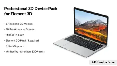 Professional 3D Device Pack for Element 3D Video Displays template preview