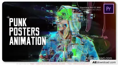 Punk Posters Animation Premiere Pro template preview