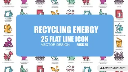 Recycling Energy - Flat Animation Icons Video Displays template preview