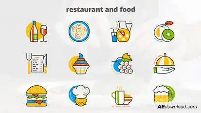 Restaurant And Food - Flat Animated Icons Video Displays template preview