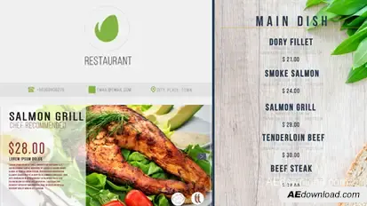 Restaurant Digital Food Menu Video Displays template preview