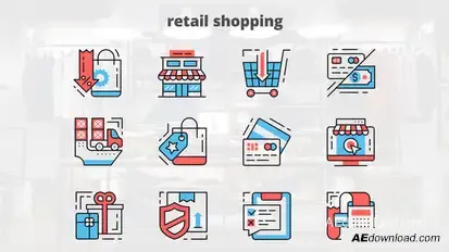 Retail Shoping – Thin Line Icons Video Displays template preview