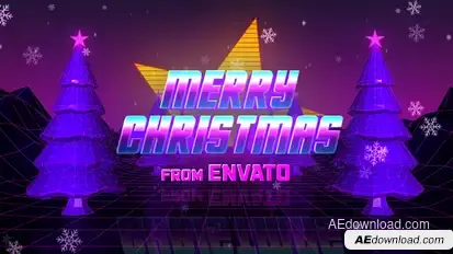 Retro 80s Christmas Wishes Video Displays template preview