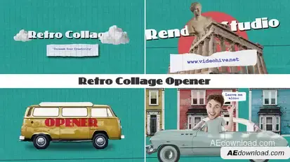 Retro Collage Opener Premiere Pro template preview