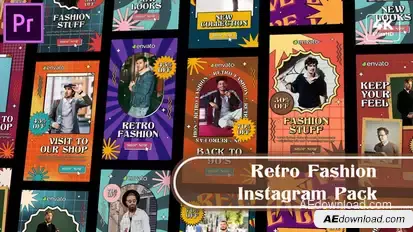 Retro Commercial Instagram Stories Pack MOGRT for Premier Pro Premiere Pro template preview