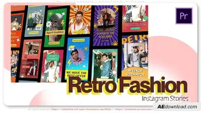 Retro Fashion Instagram Stories Premiere Pro template preview