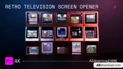 Retro Television Opener Premiere Pro template preview