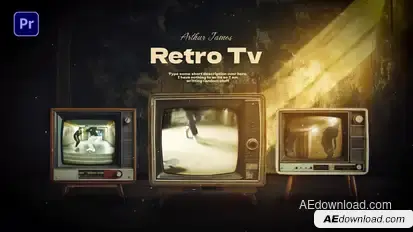 Retro Tv in Dark Room Premiere Pro template preview
