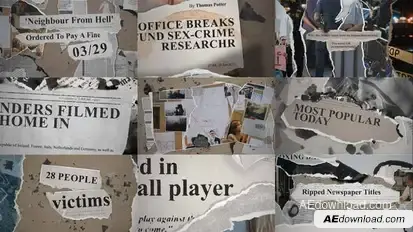 Ripped Newspaper Titles Premiere Pro template preview