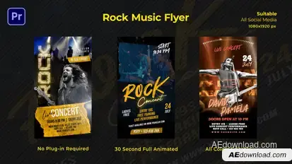 Rock Music Flyer Instagram Stories Premiere Pro template preview