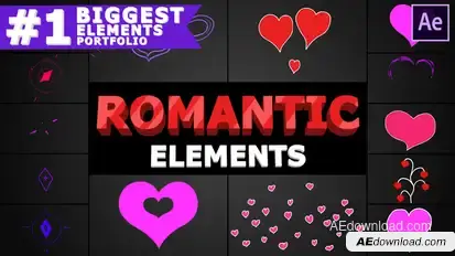 Romantic Elements | After Effects Video Displays template preview