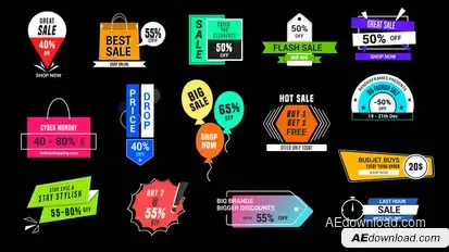 Sales & Discounts Badges Premiere Pro template preview