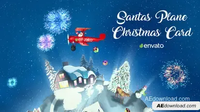 Santas Plane Christmas Card  | After Effects Template Video Displays template preview