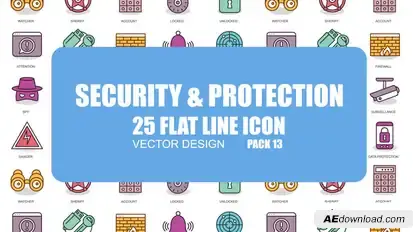 Security And Protection - Flat Animation Icons Video Displays template preview
