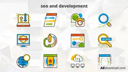Seo And Development - Flat Animated Icons Video Displays template preview