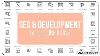 Seo Development and Optimization - 50 Thin Line Icons Video Displays template preview