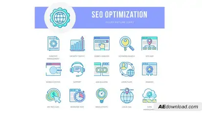 Seo Optimization - Filled Outline Animated Icons Video Displays template preview