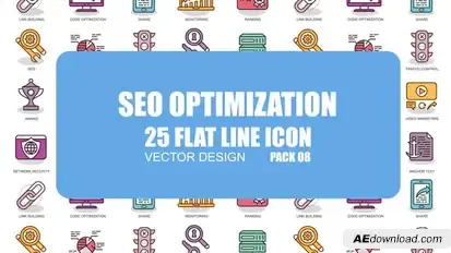 SEO Optimization - Flat Animation Icons Video Displays template preview