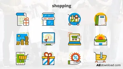 Shopping - Flat Animated Icons Video Displays template preview