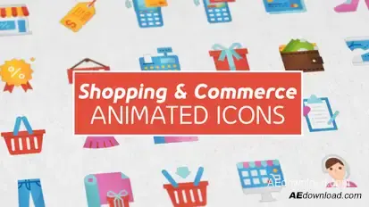 Shopping and Commerce Modern Flat Animated Icons Video Displays template preview