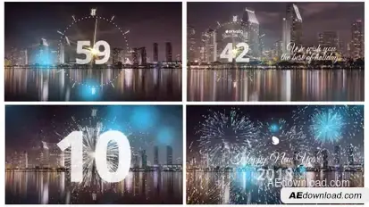 Silver New Year Countdown 2019 Video Displays template preview