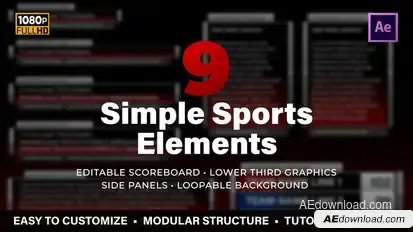 Simple Sports Elements Kit Video Displays template preview