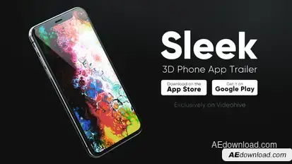 Sleek 3D Phone App Trailer Video Displays template preview