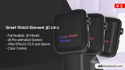 Smart Watch 3D Model Mockup - App Promo Video Displays template preview
