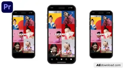 Smooth Instagram TikTok Multiscreen Opener | Split Screen Slideshow | MOGRT Premiere Pro template preview