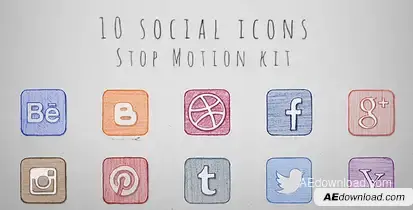 Social Icons Stop Motion Kit Video Displays template preview