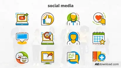 Social Media - Flat Animated Icons Video Displays template preview