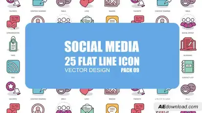 Social Media - Flat Animation Icons Video Displays template preview