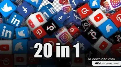 Social Media Icons Transition Pack (Pack of 20) Video Displays template preview