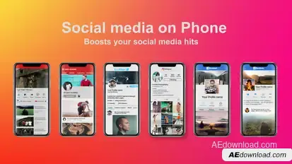 Social Media on Phone Video Displays template preview
