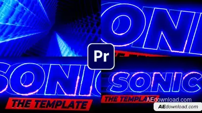 Sonic Text Logo Reveal Premiere Pro template preview