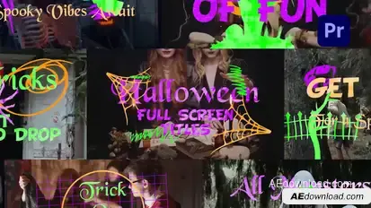 Spooky Splash: Full-Screen Halloween Titles Premiere Pro template preview