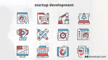 Startup Development – Thin Line Icons Video Displays template preview