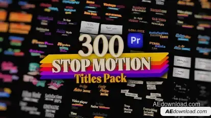 Stop Motion Text Overlays Pack for Premiere Pro: Pop Up, Cartoon, Paper, Wedding, Brush & More Premiere Pro template preview