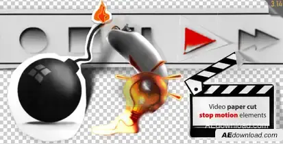 Stop Motion Video Paper Cut Elements Video Displays template preview